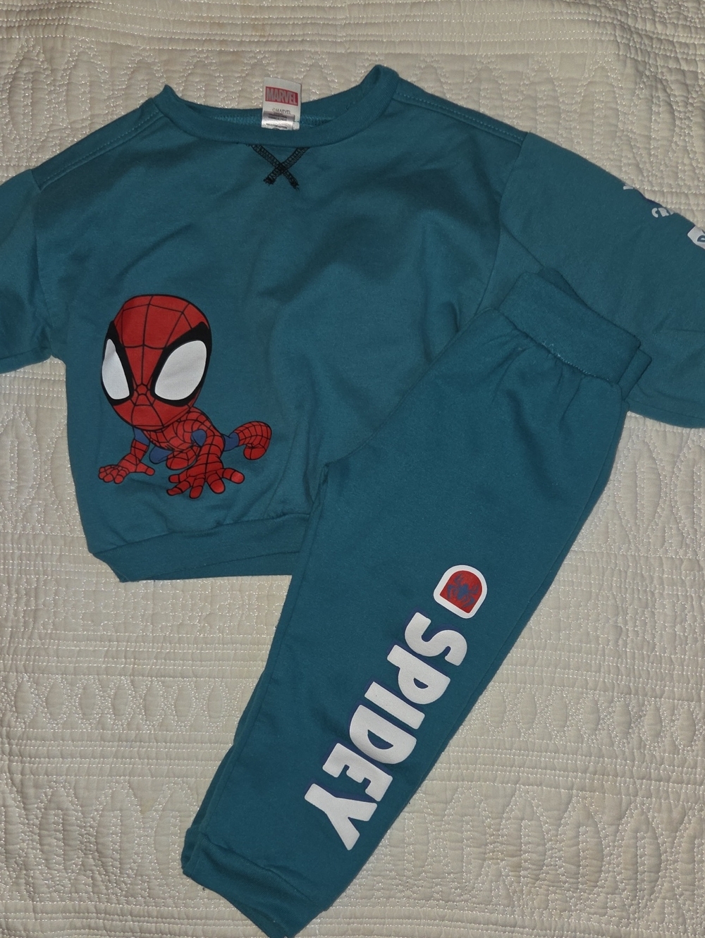 Marvel Spidey 3T Teal Crewneck & Joggers Set